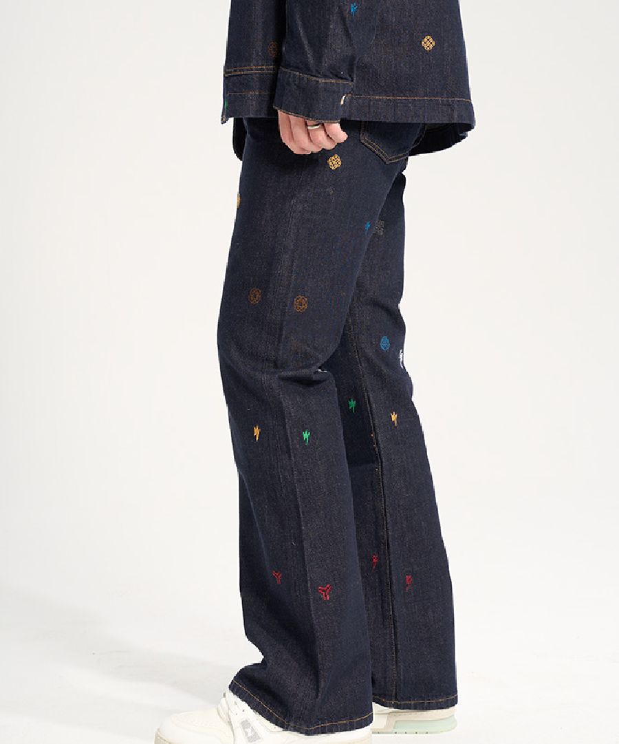 Unisex Embroidery Jeans