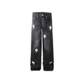 Unisex Lightning Bolt Jeans Black With Button Fly