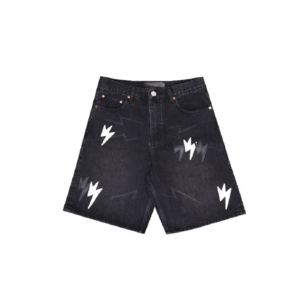 Unisex Lightning Bolt Short Pants Black