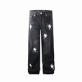 Unisex Lightning Bolt Wide-leg Jeans Black
