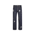 Unisex Spark Lightning Bolt Jeans Dark Blue