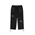 Unisex Lightning Bolt Embroidery Cargo Black