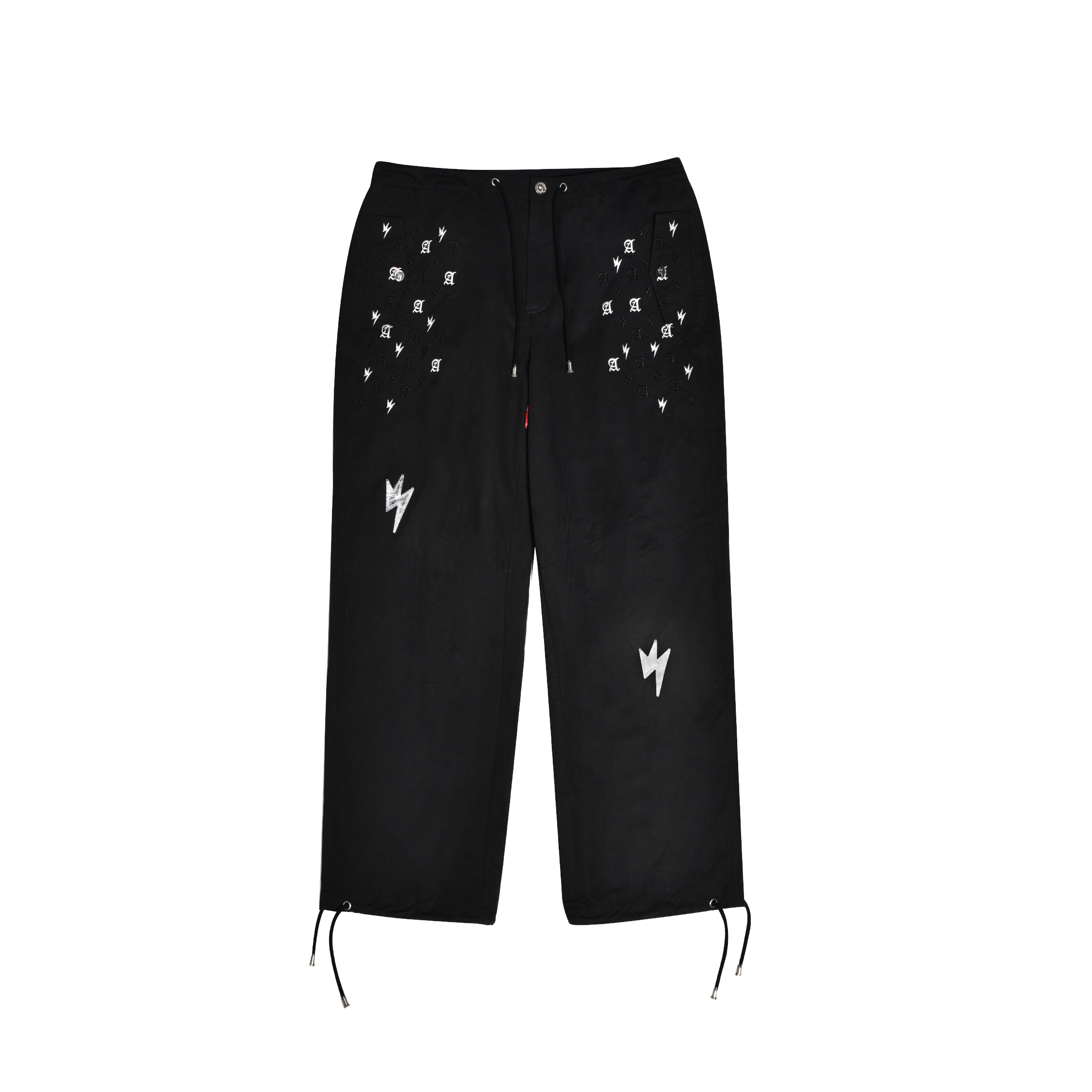 Unisex Lightning Bolt Embroidery Cargo Black