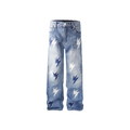 Unisex Lightning Bolt Jeans Medium Wash