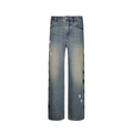 Unisex Black Lightning Bolt Jeans Vintage Medium Wash