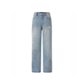 Unisex Beaded Palm Tree Jeans Light Wash