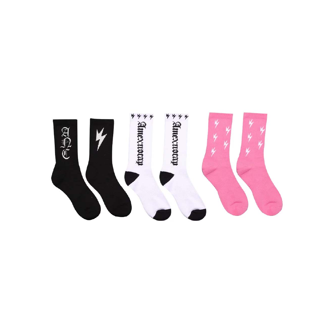 Unisex Lightning Bolt Sock x3