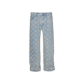 Unisex Full Print Logo Jeans Light Blue