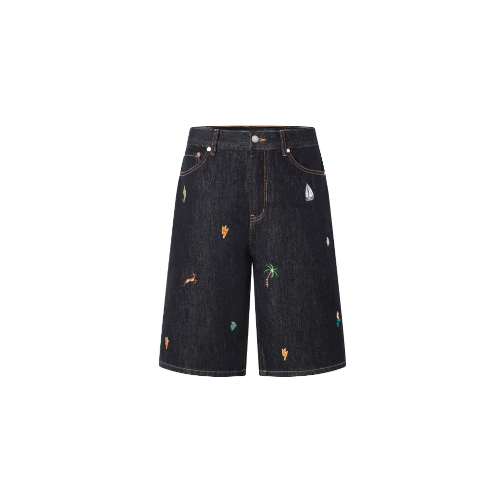 Unisex Embroidery Short Pants