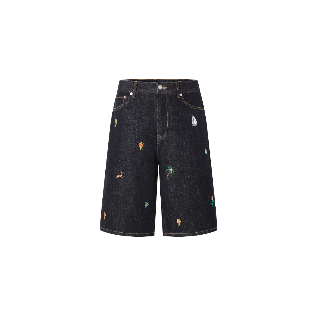 Unisex Embroidery Short Pants