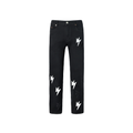 Unisex Lightning Bolt Staight Leg Jeans Black