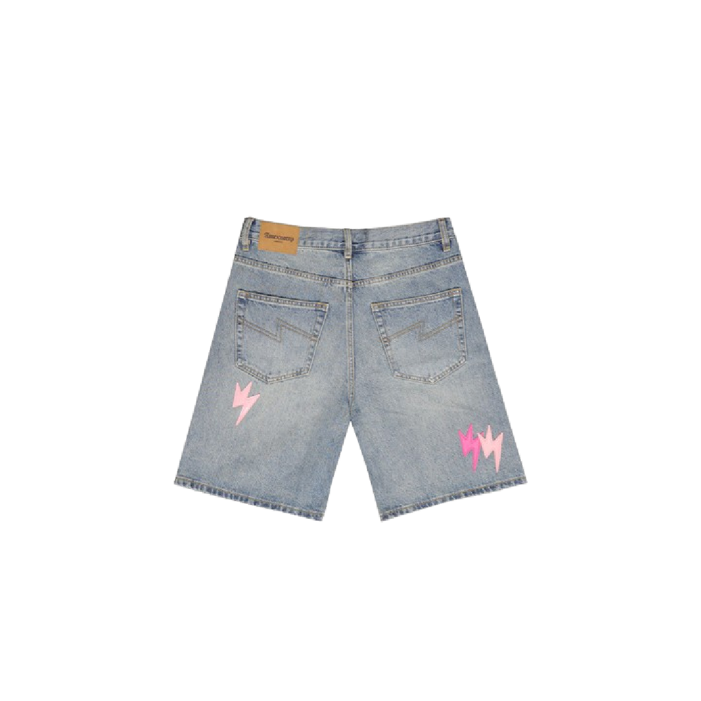 Unisex Pink Lightning Bolt Short Pants Blue