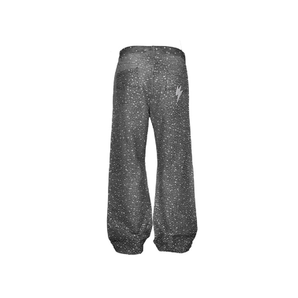 Unisex Blinged-out Jeans Dark Grey