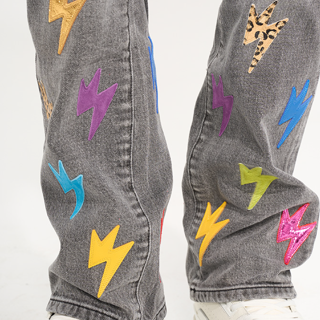 Unisex Lightning Bolt Jeans - Hong Kong Edition