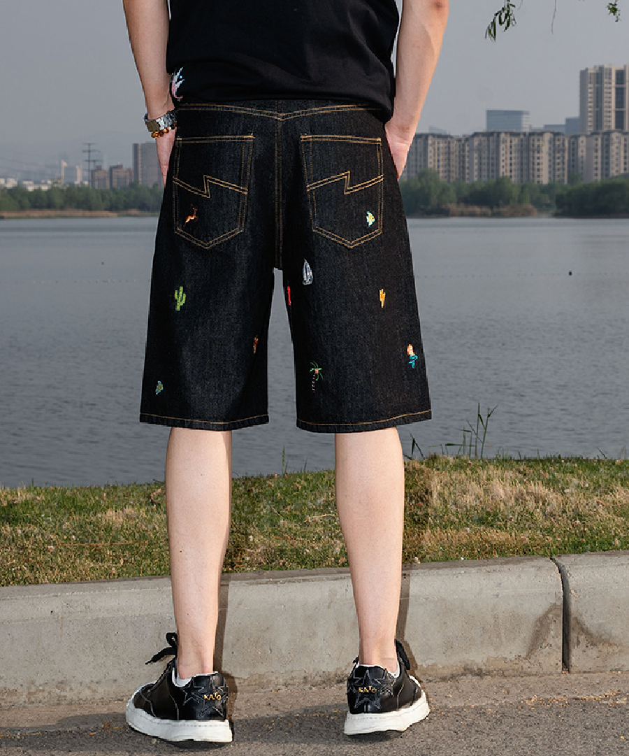 Unisex Embroidery Short Pants