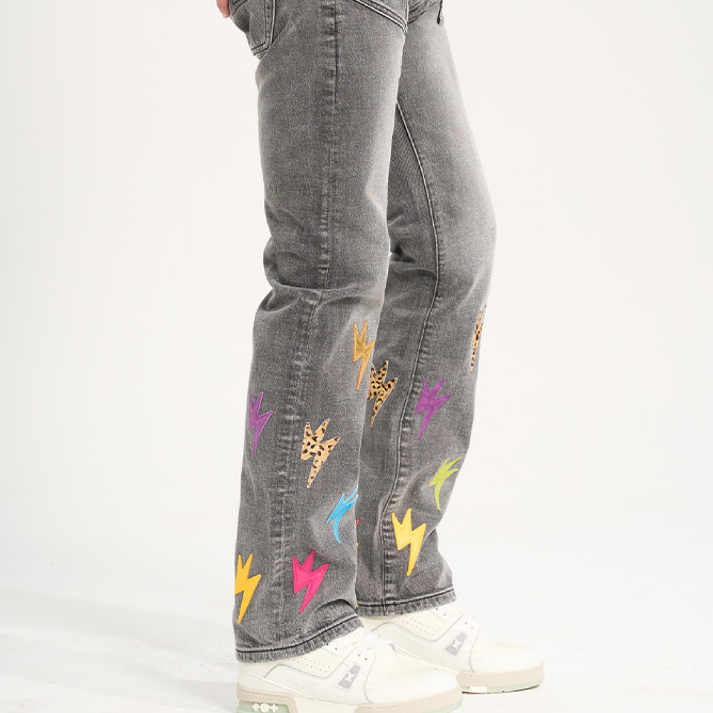 Unisex Lightning Bolt Jeans - Hong Kong Edition