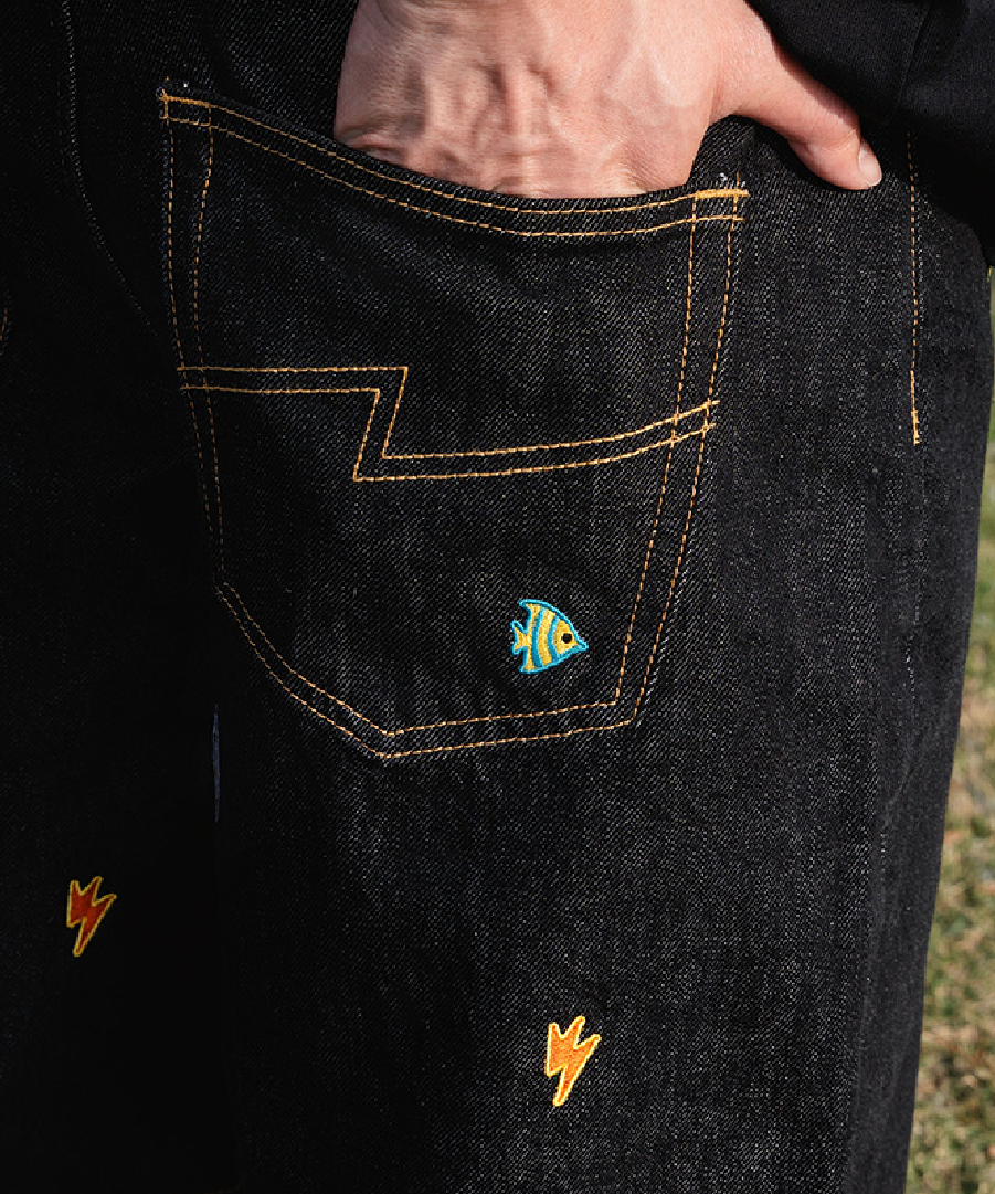 Unisex Embroidery Short Pants