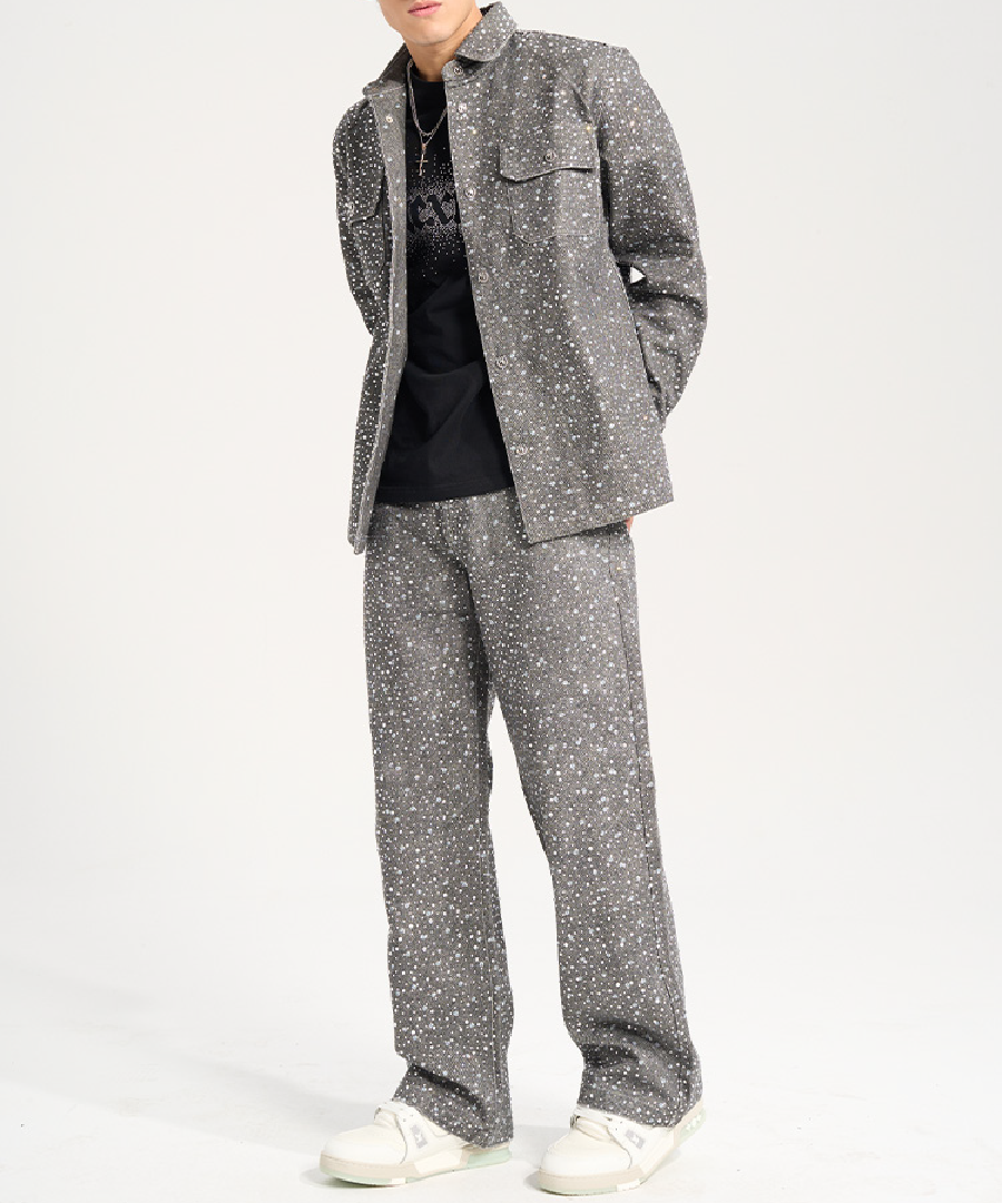 Unisex Blinged-out Jeans Dark Grey