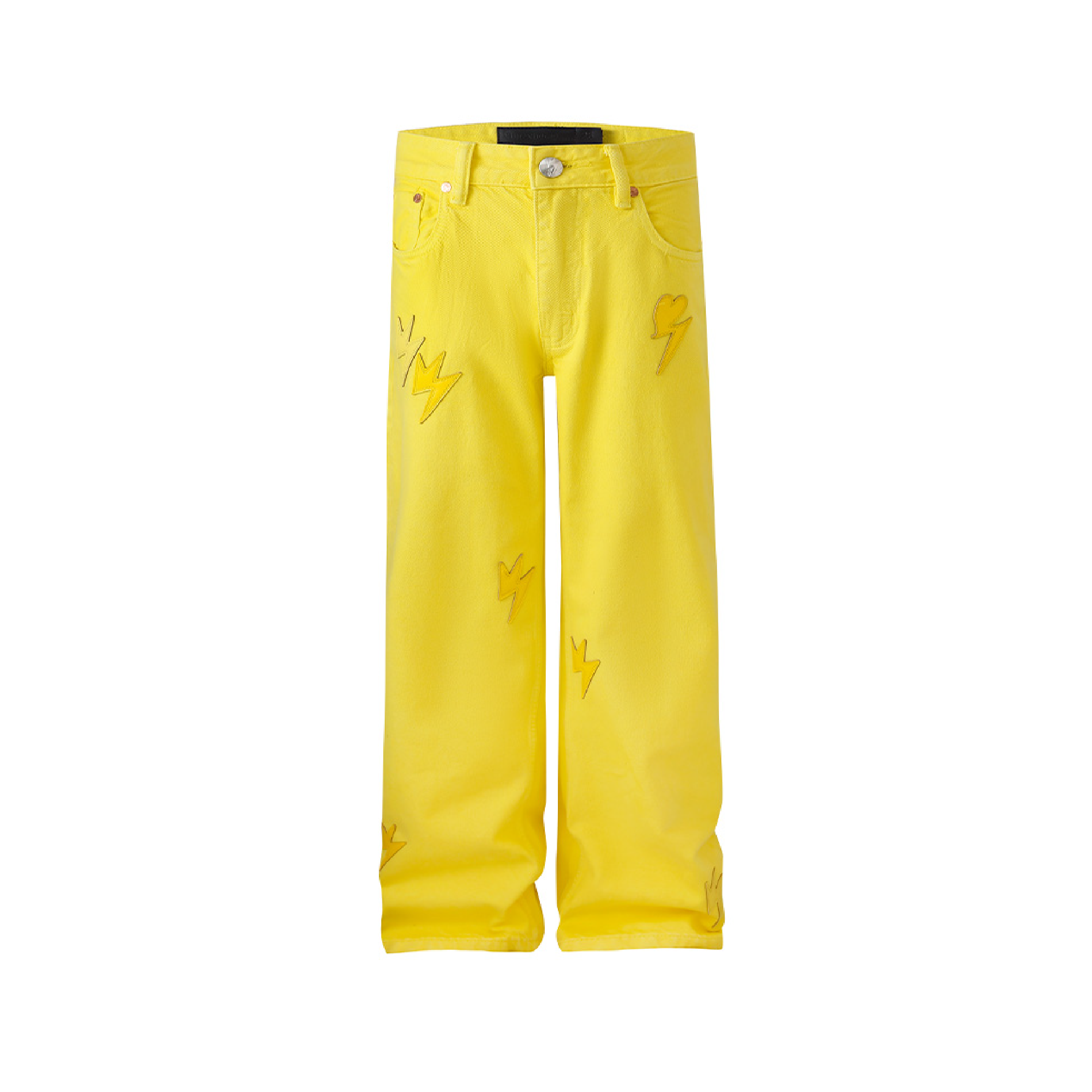 Women Lightning Bolt Jeans Yellow