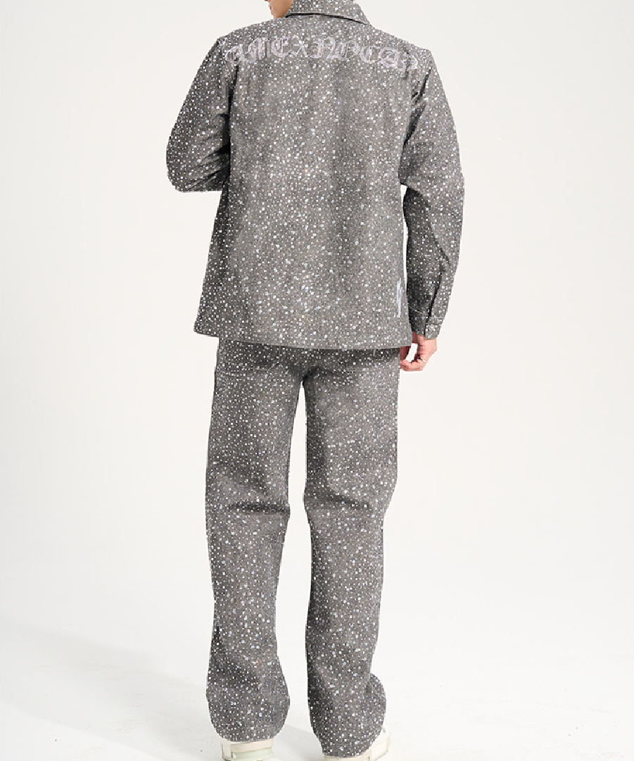 Unisex Blinged-out Jeans Dark Grey