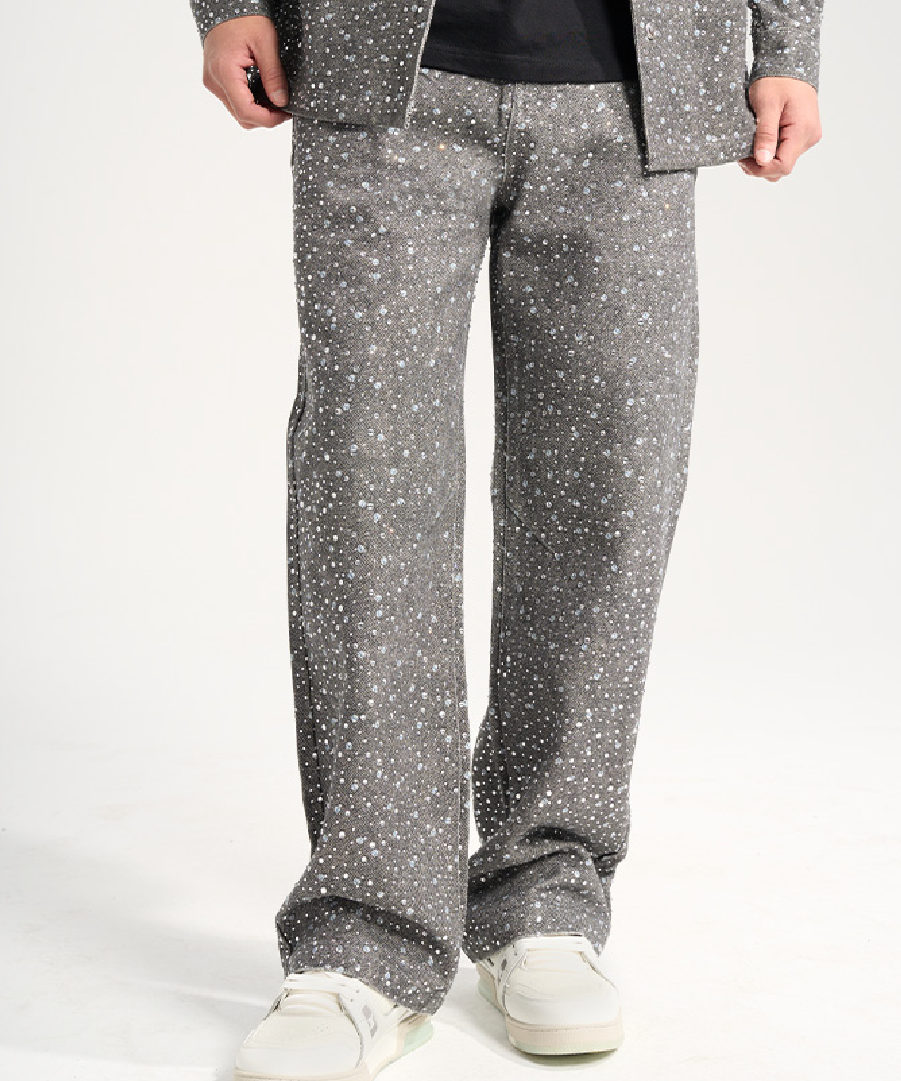Unisex Blinged-out Jeans Dark Grey