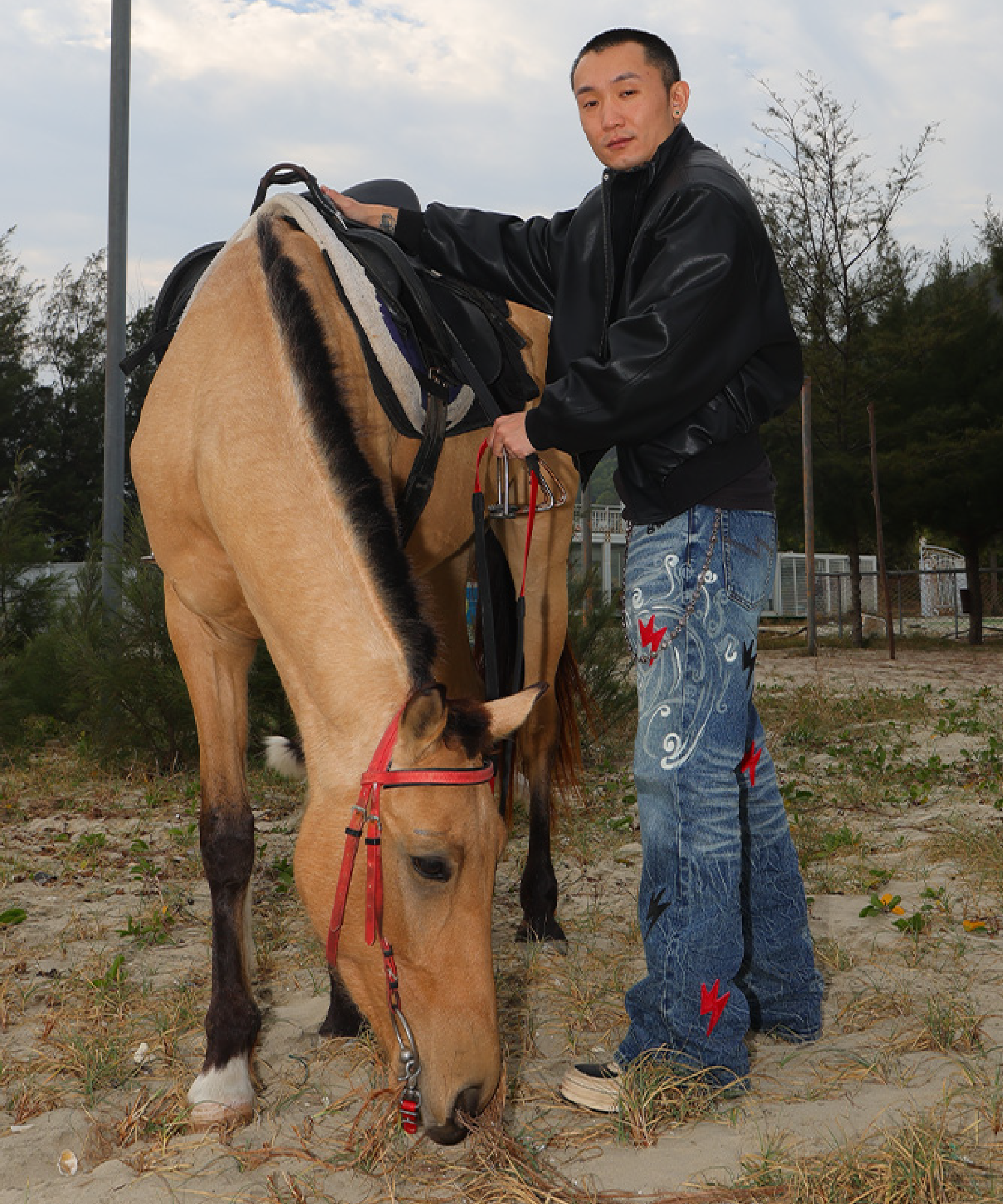 Unisex Horse Year Jeans Medium Wash