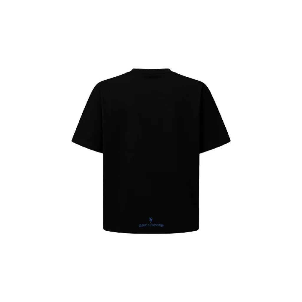 Unisex Waffle Knit Henley with Floral Embroidery Black
