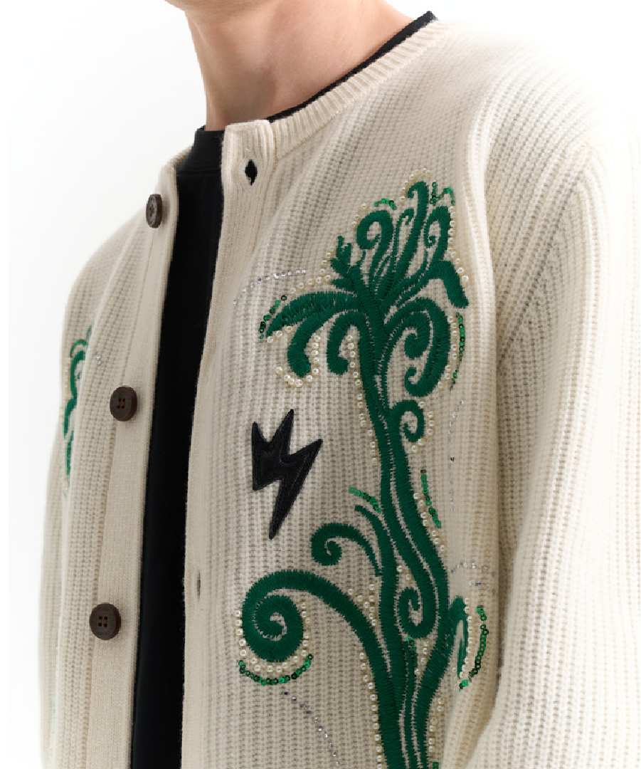 Unisex Floral Patterns Knit Jacket