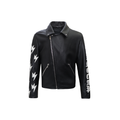 Unisex White Lightning Bolt Denim Jacket Black