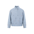 Unisex Logo Print Denim Jacket Light Blue