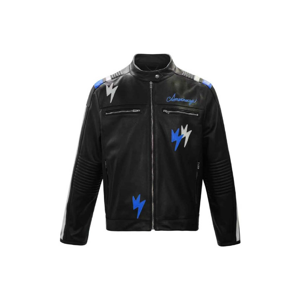 Unisex Lightning Bolt Leather Jacket