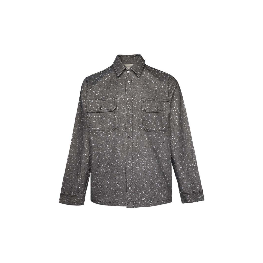 Unisex Blinged-out Denim Jacket Dark Grey