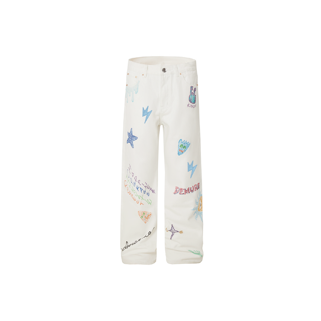 Unisex Doodle Jeans White