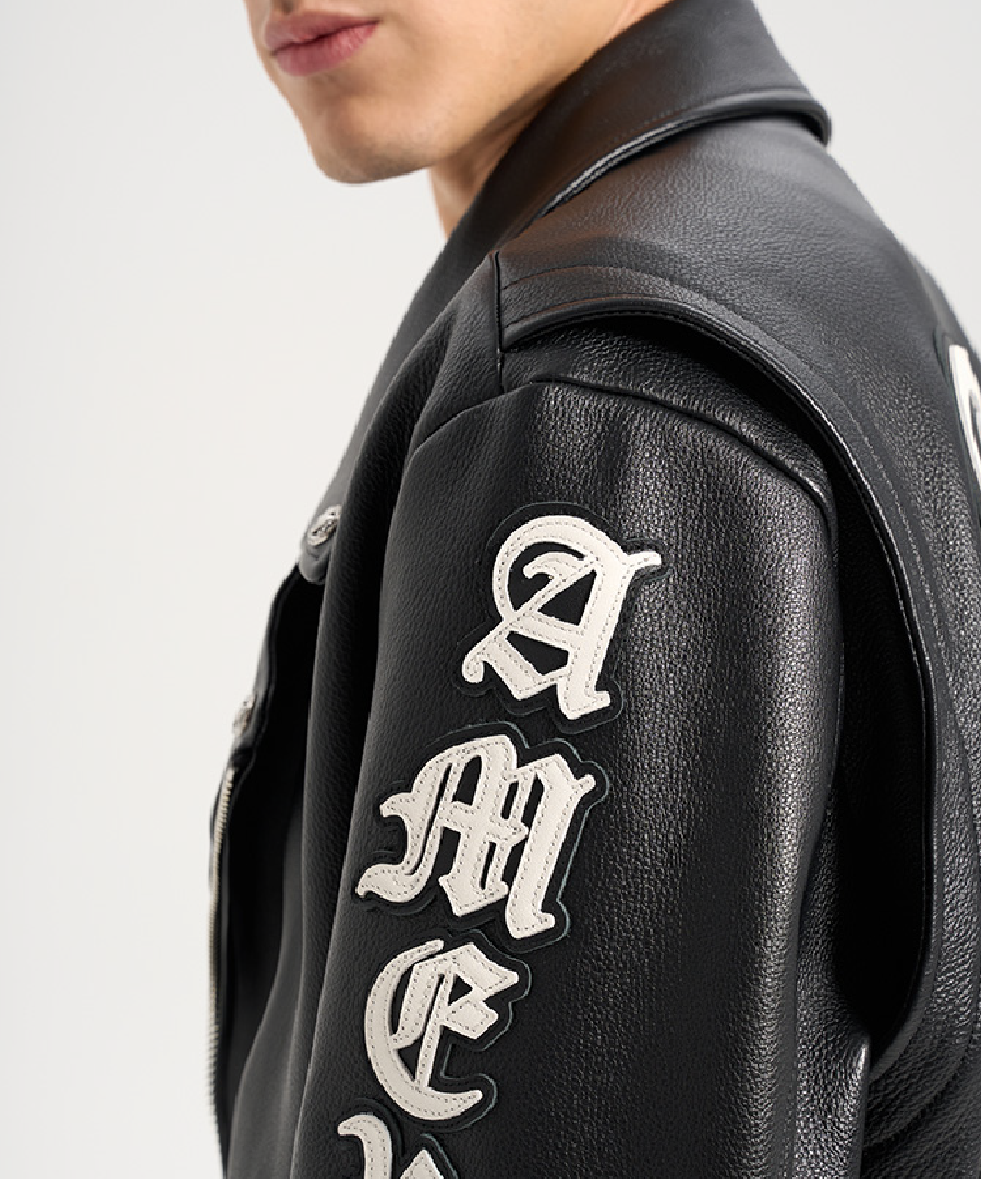 Unisex White Lightning Bolt Denim Jacket Black