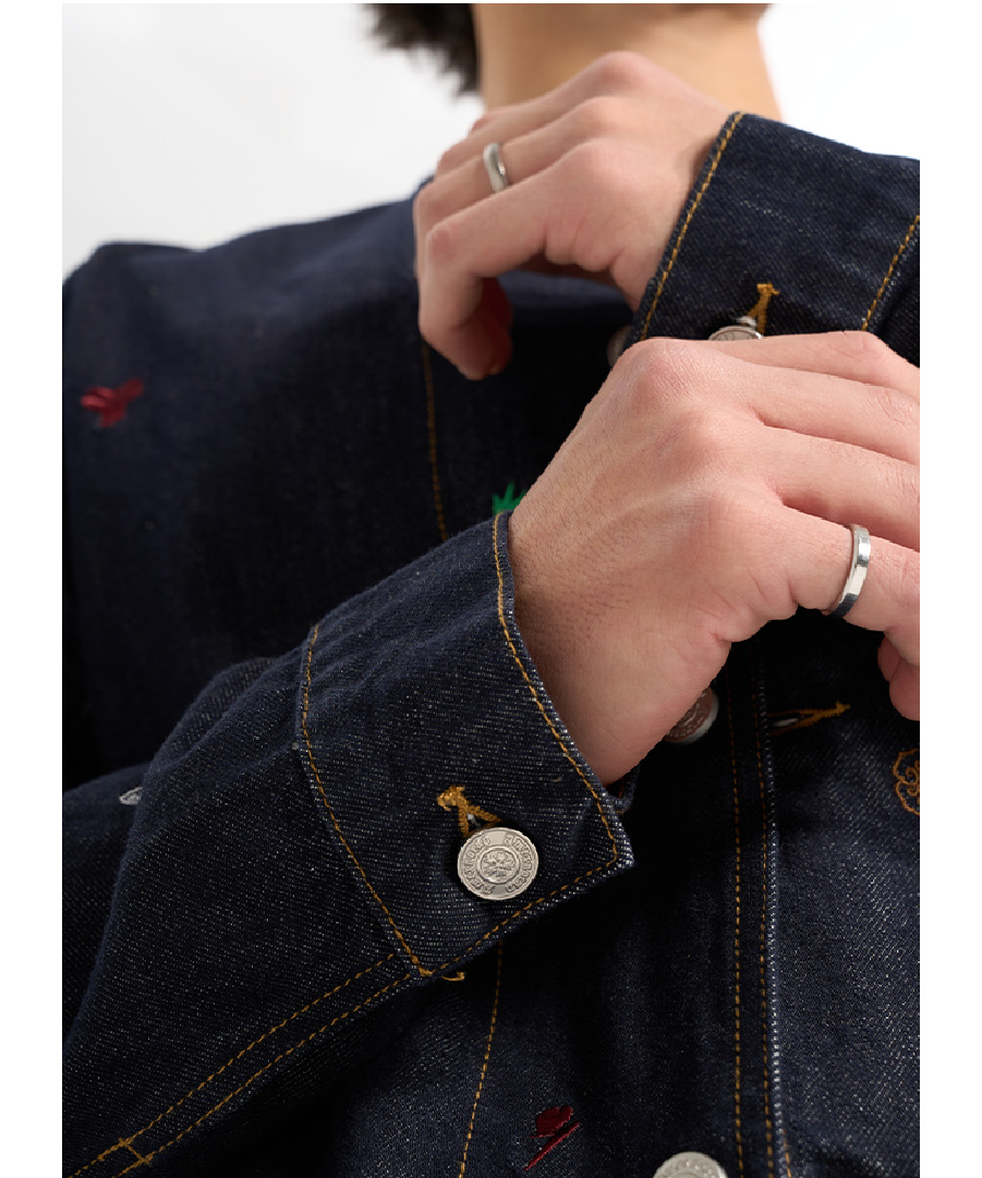 Unisex Embroidery Denim Jacket