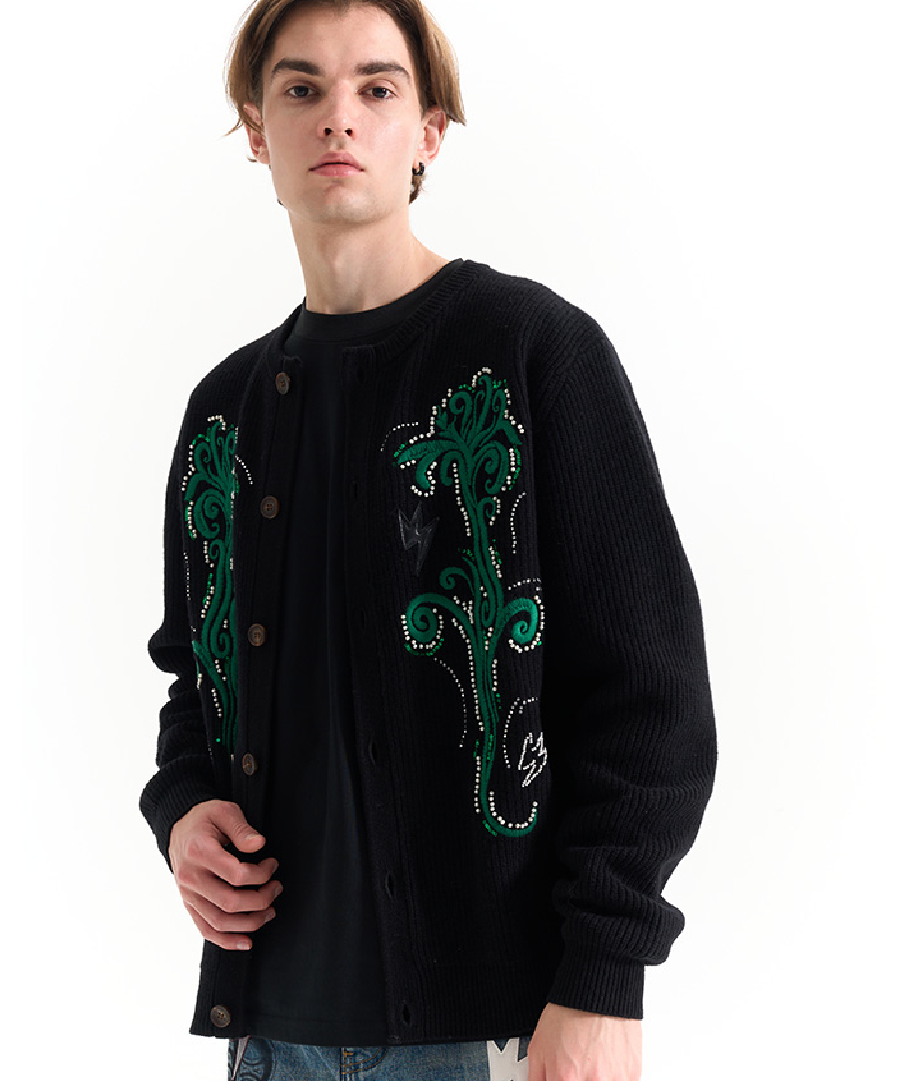 Unisex Floral Patterns Knit Jacket