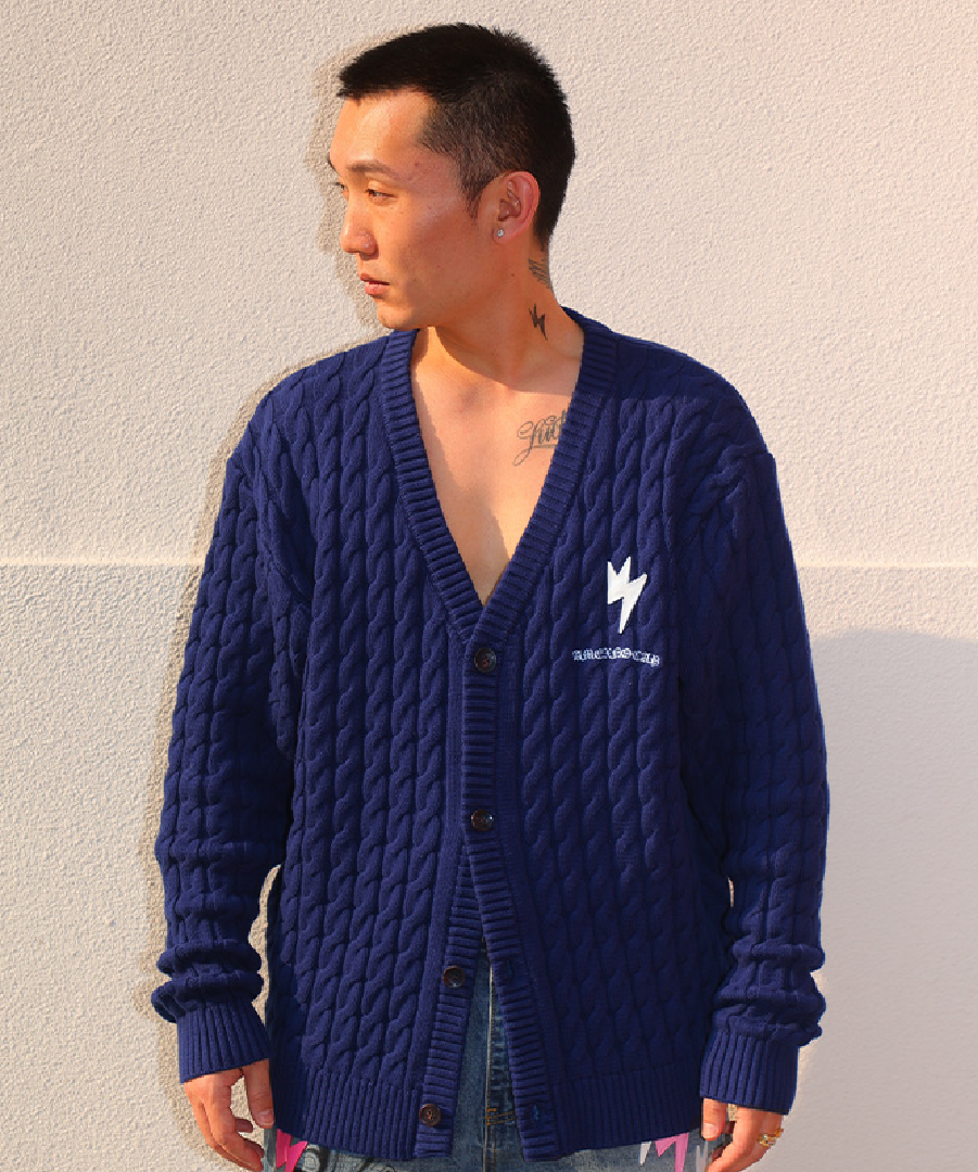 Unisex Knit Cardigan Dark Blue