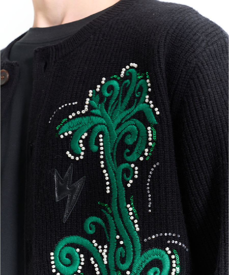 Unisex Floral Patterns Knit Jacket