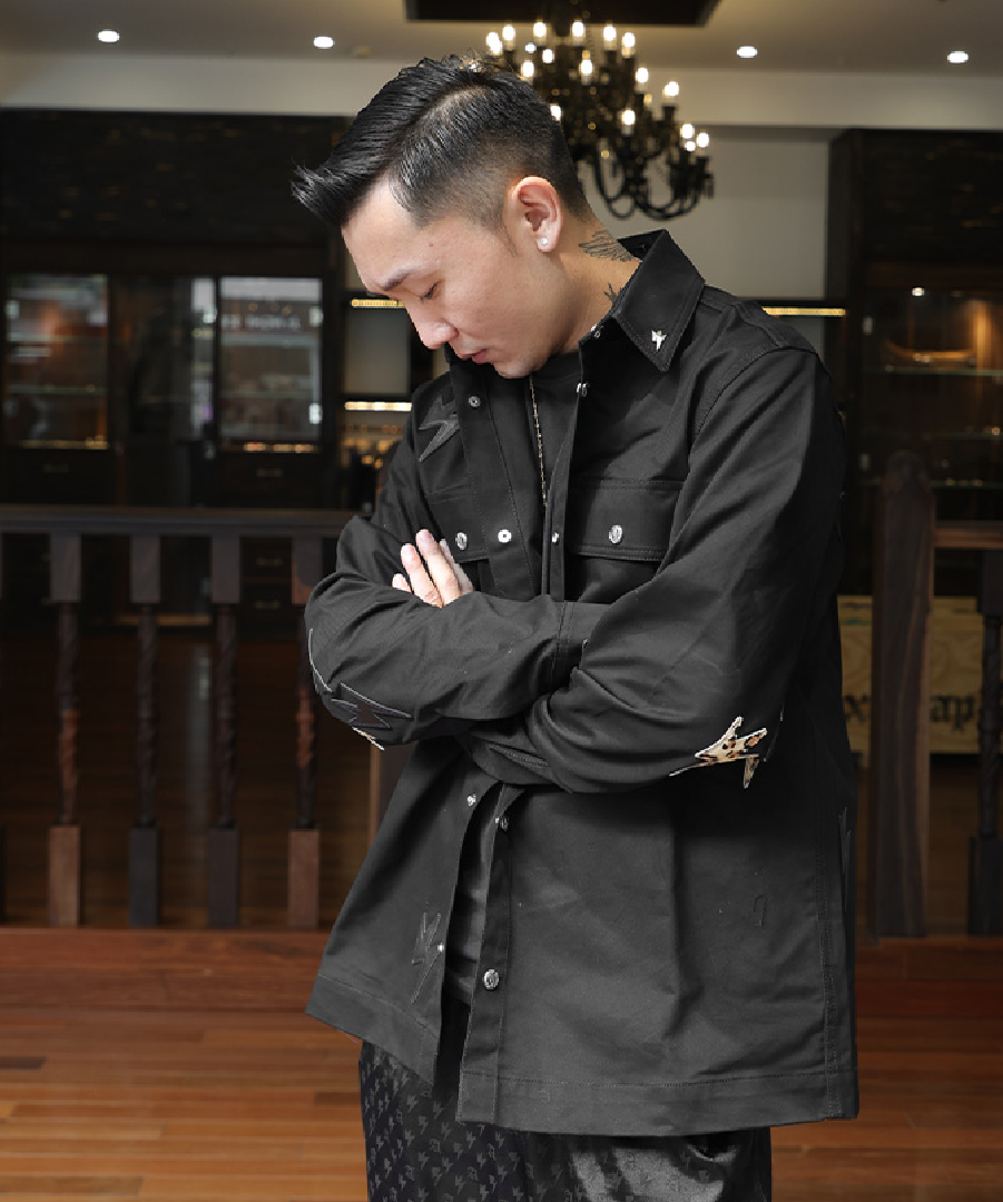 Unisex Leopard Print Denim Jacket Black