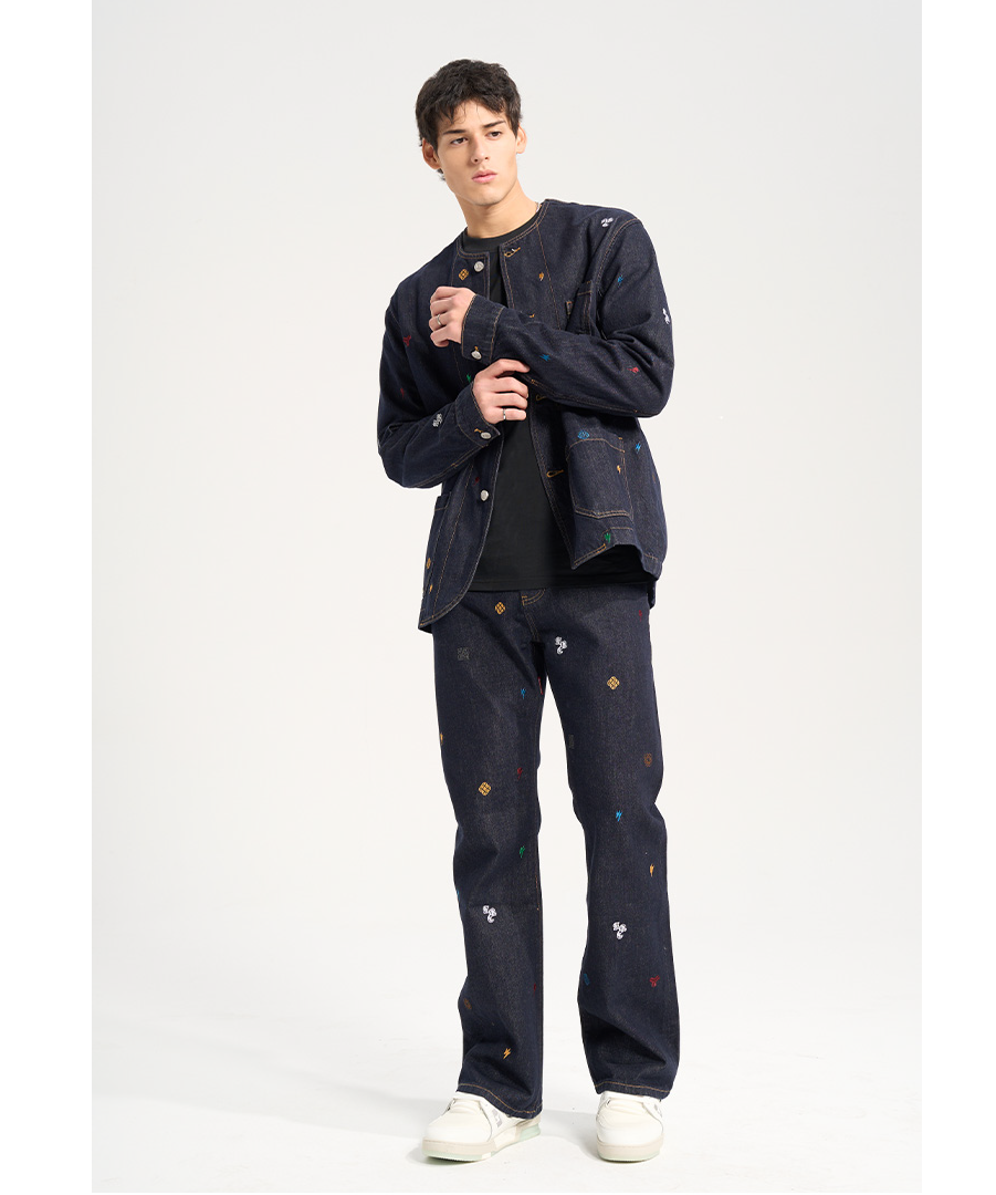 Unisex Embroidery Denim Jacket