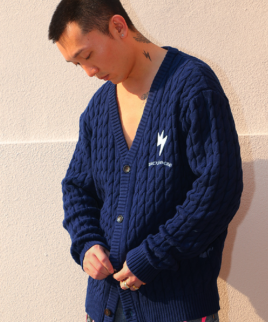 Unisex Knit Cardigan Dark Blue