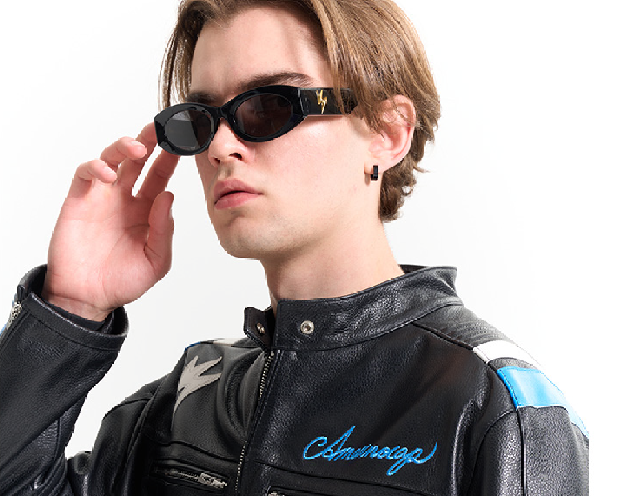 Unisex Lightning Bolt Leather Jacket