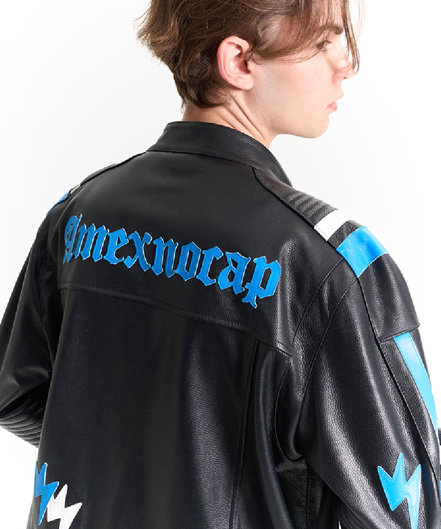 Unisex Lightning Bolt Leather Jacket