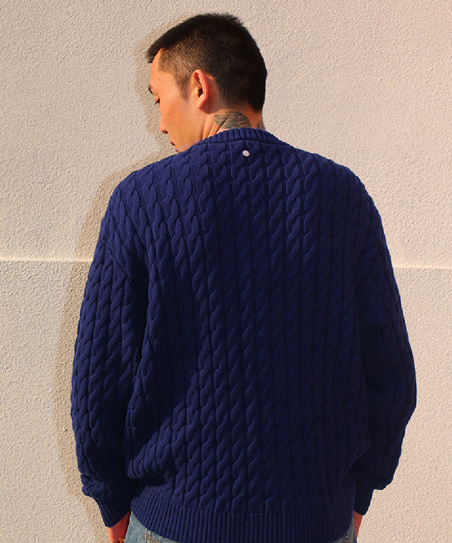 Unisex Knit Cardigan Dark Blue
