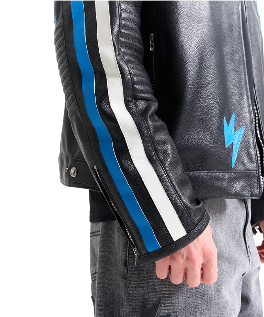 Unisex Lightning Bolt Leather Jacket