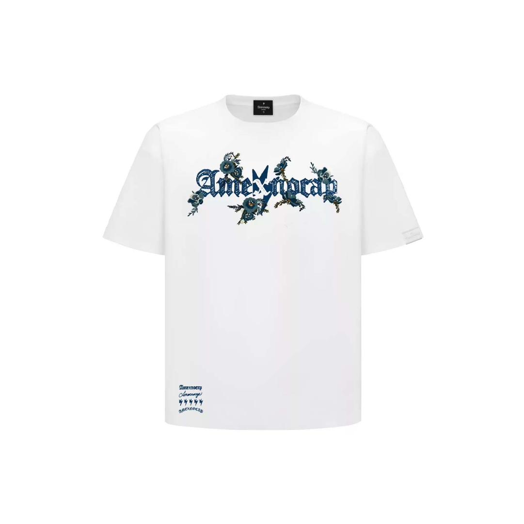 Unisex Green Floral Tee White