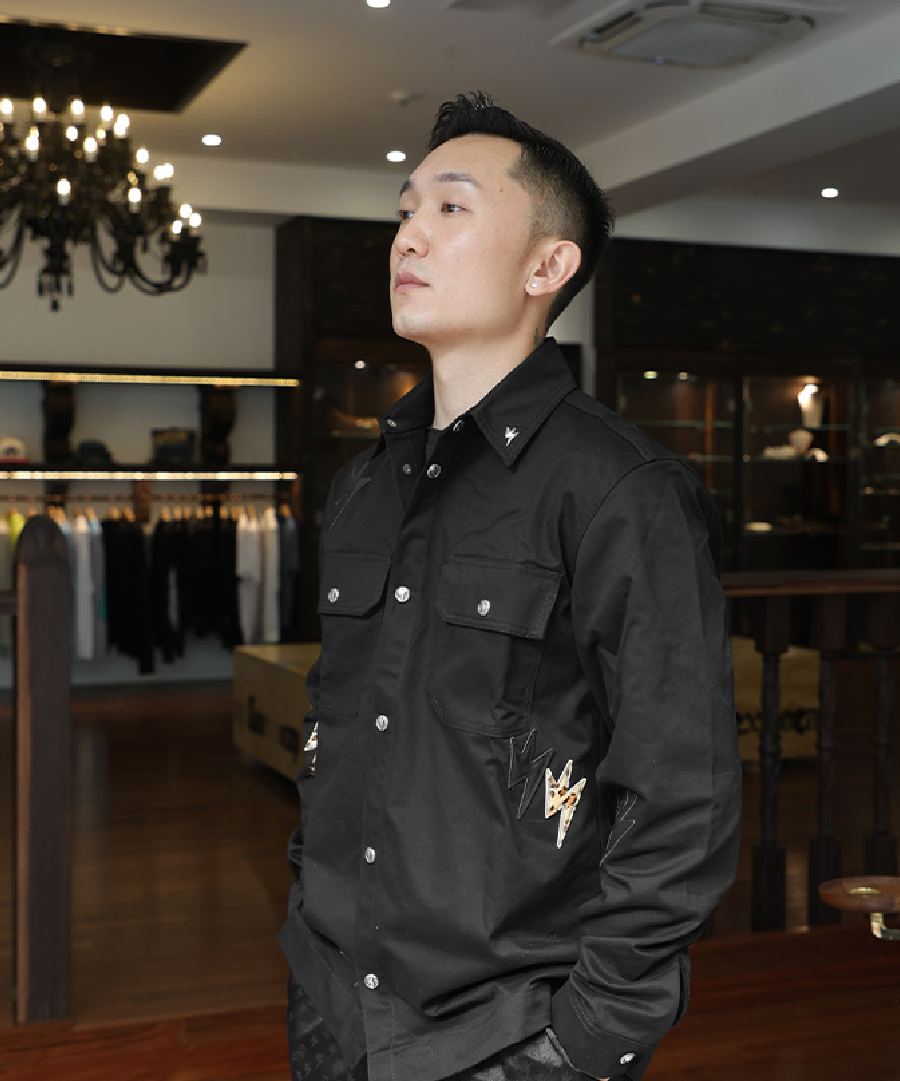 Unisex Leopard Print Denim Jacket Black