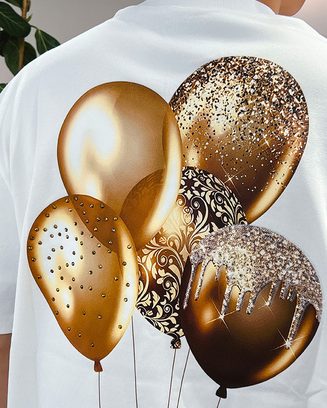 Unisex Balloon Print Tee White