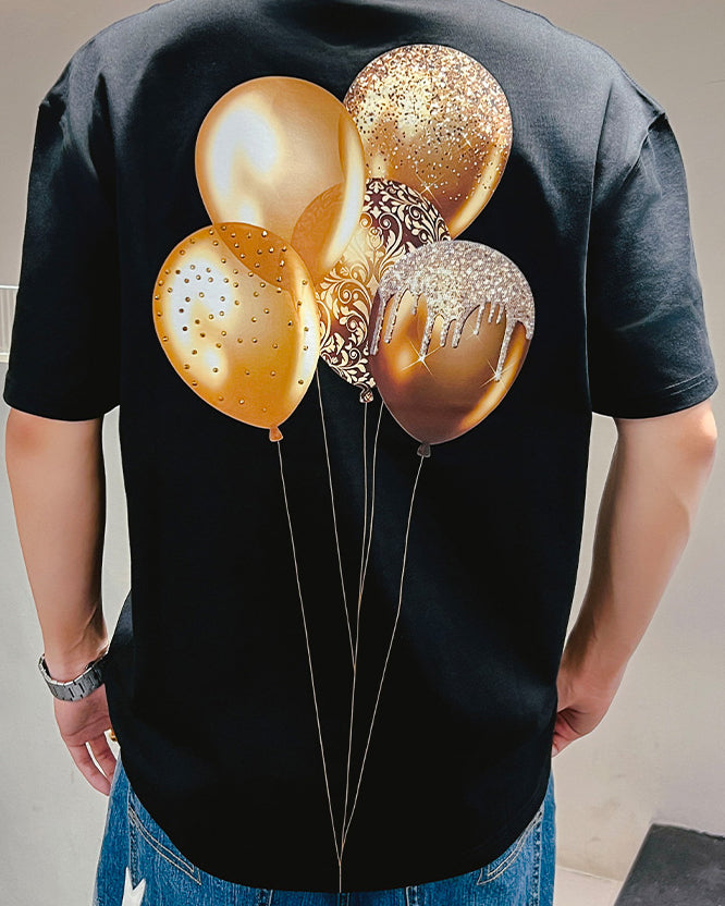 Unisex Balloon Print Tee Black