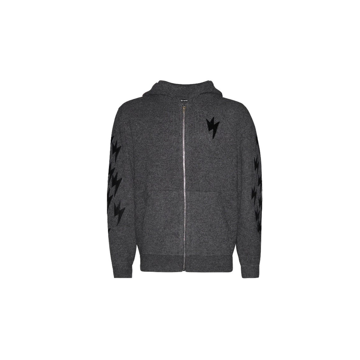 Unisex Lightning Bolt Zip-Up Hooded Cardigan
